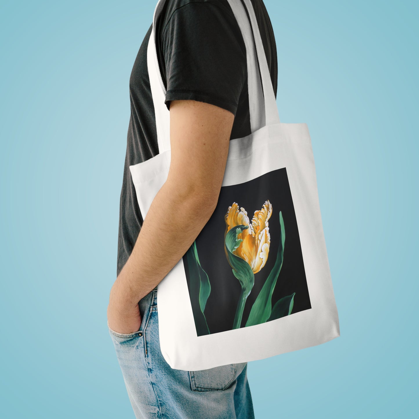 Elegant Floral Cotton Tote Bag
