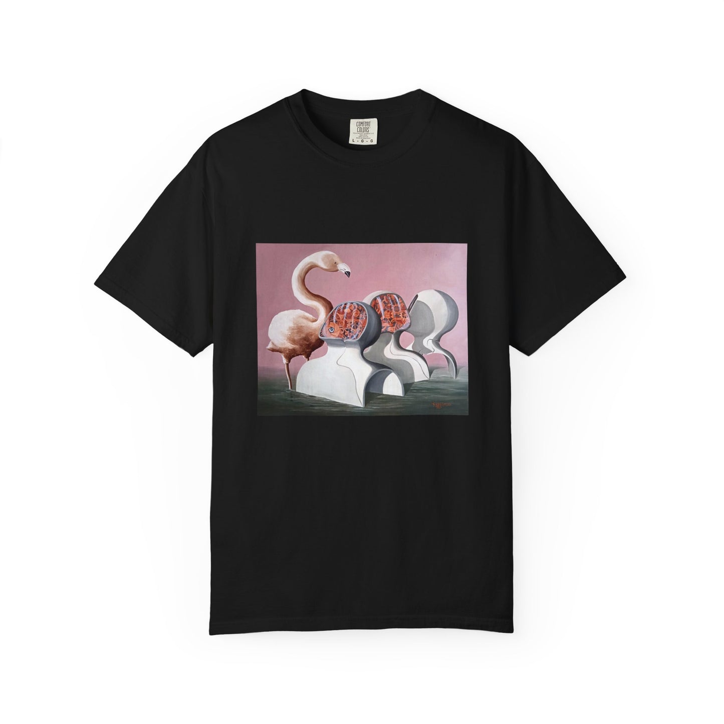 Unisex Garment-Dyed T-Shirt – Surreal Flamingo Art Tee