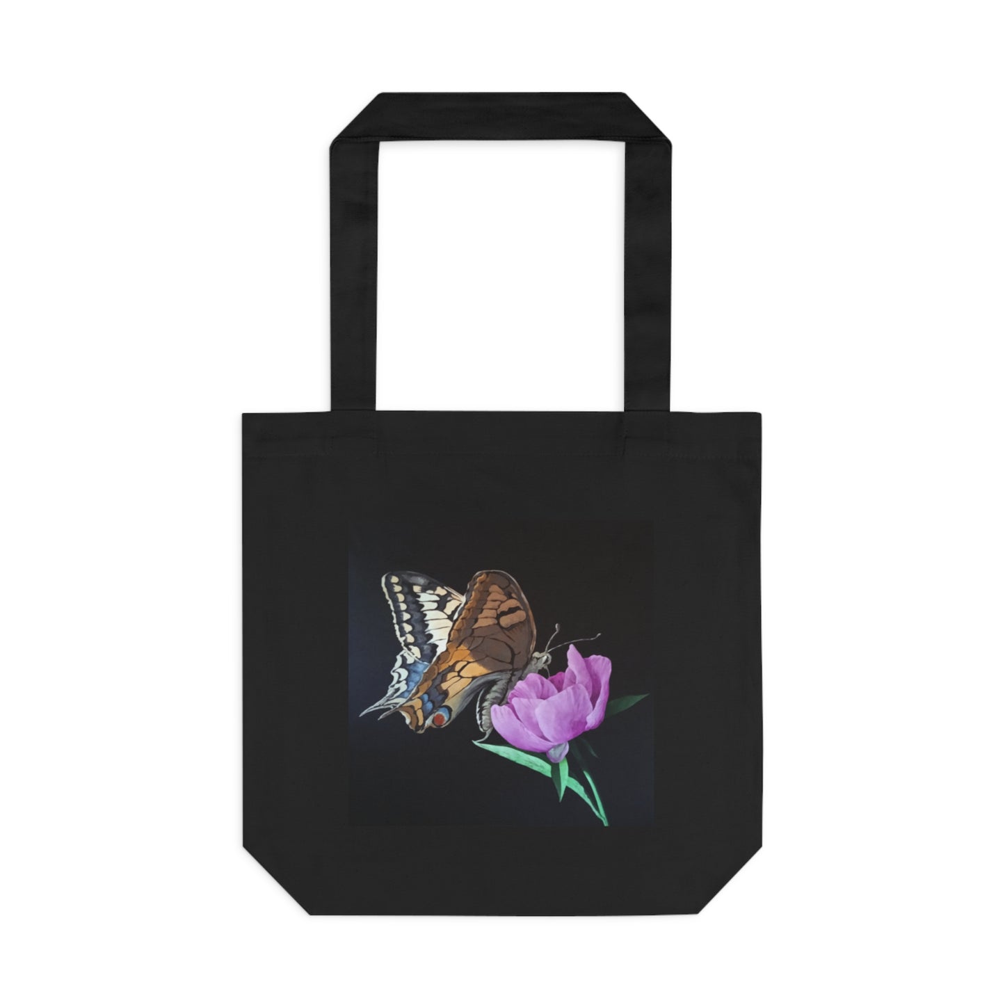 Butterfly & Flower Cotton Canvas Tote Bag