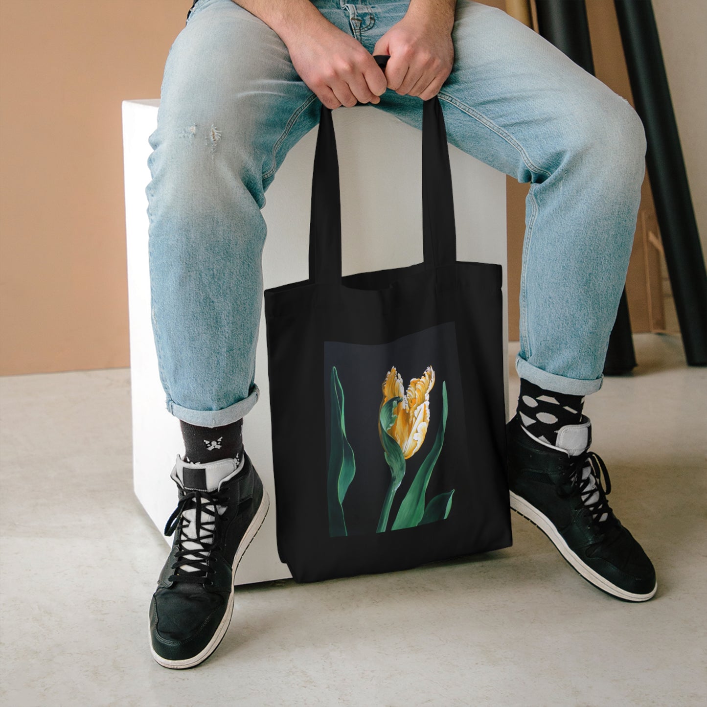 Elegant Floral Cotton Tote Bag