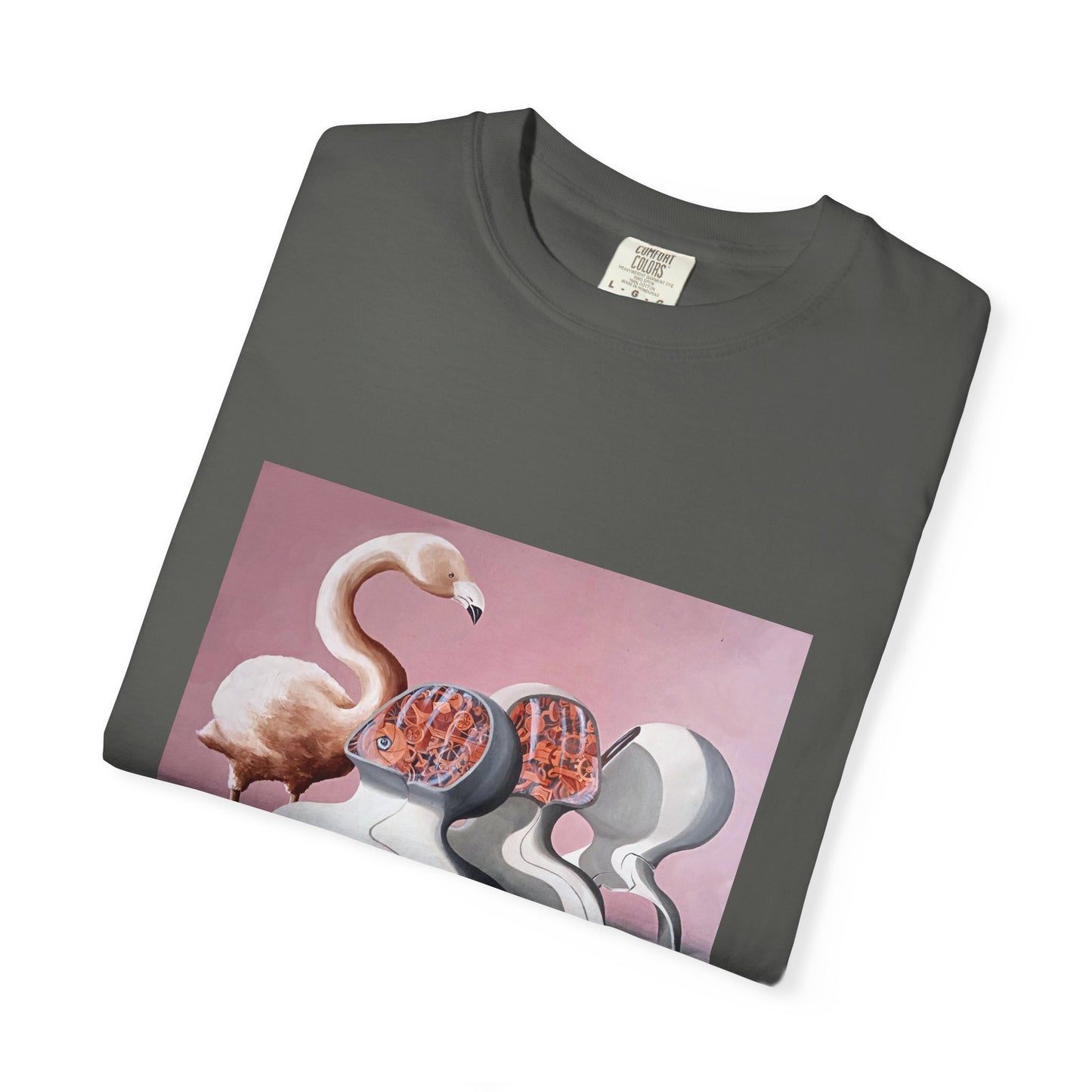 Unisex Garment-Dyed T-Shirt – Surreal Flamingo Art Tee