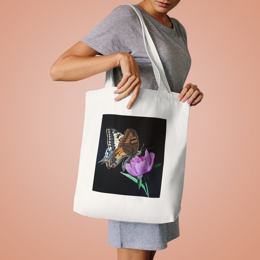 Butterfly & Flower Cotton Canvas Tote Bag