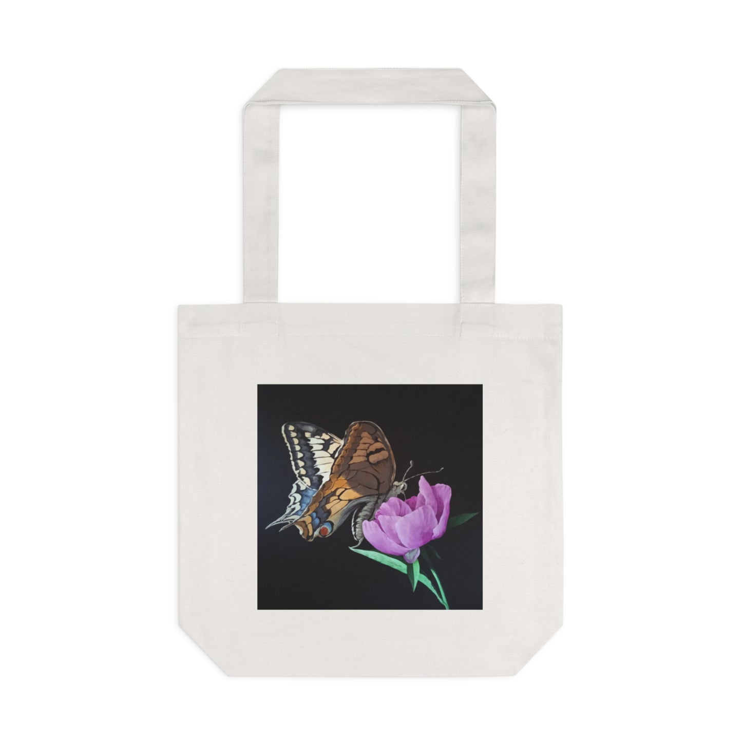 Butterfly & Flower Cotton Canvas Tote Bag