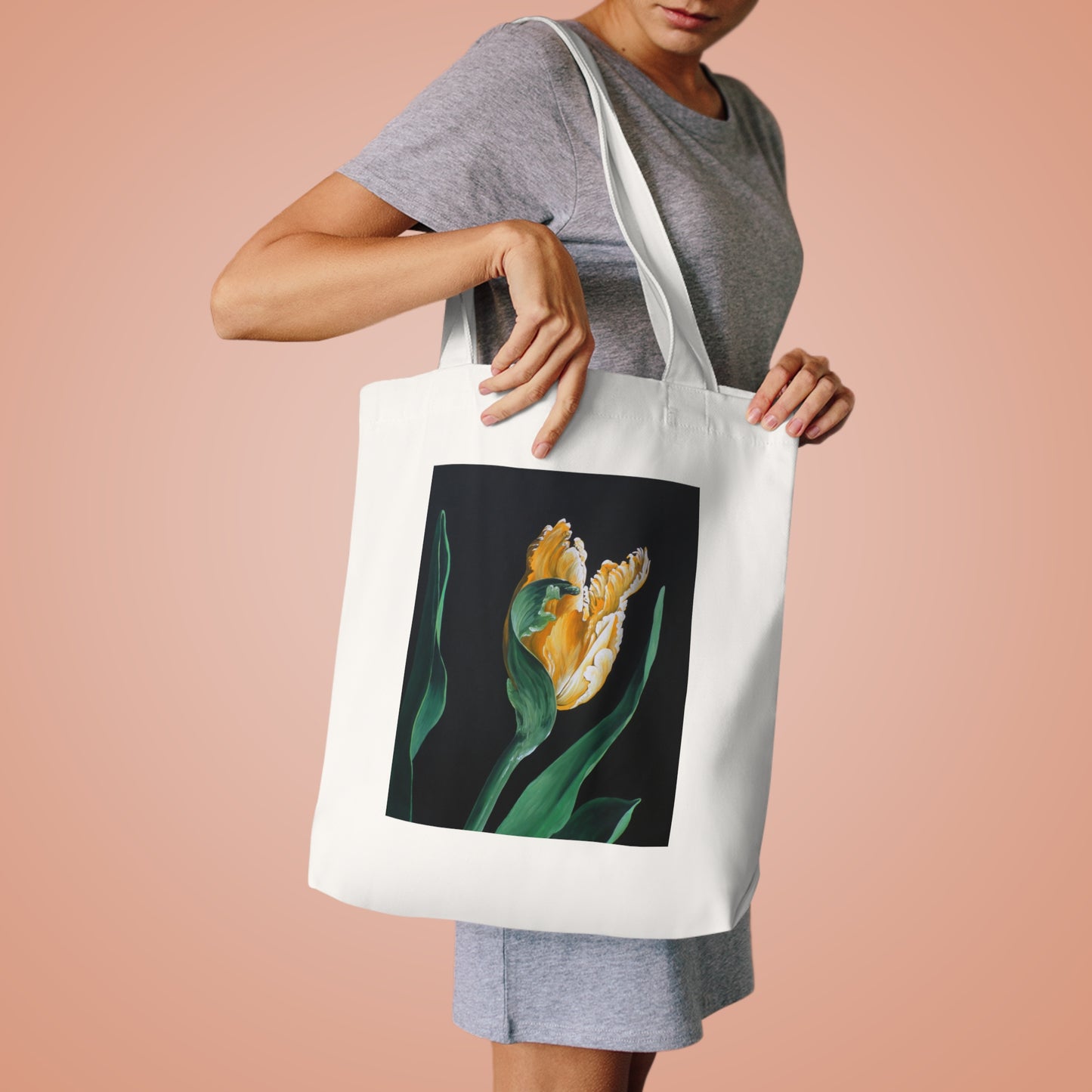 Elegant Floral Cotton Tote Bag