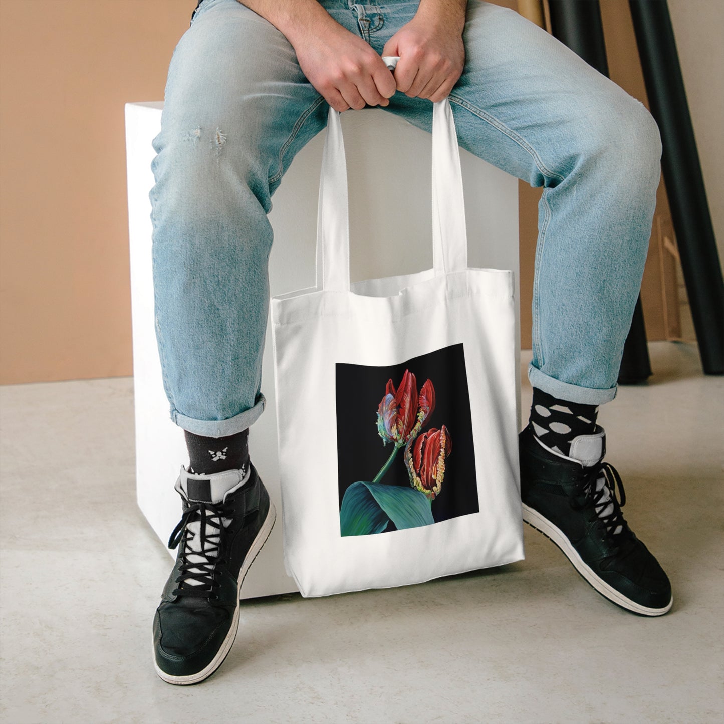Floral Art Cotton Tote Bag