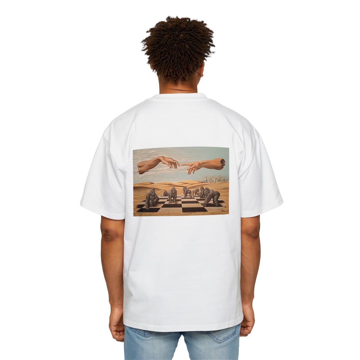 Men’s Heavy Oversized Tee – Surreal Art Edition