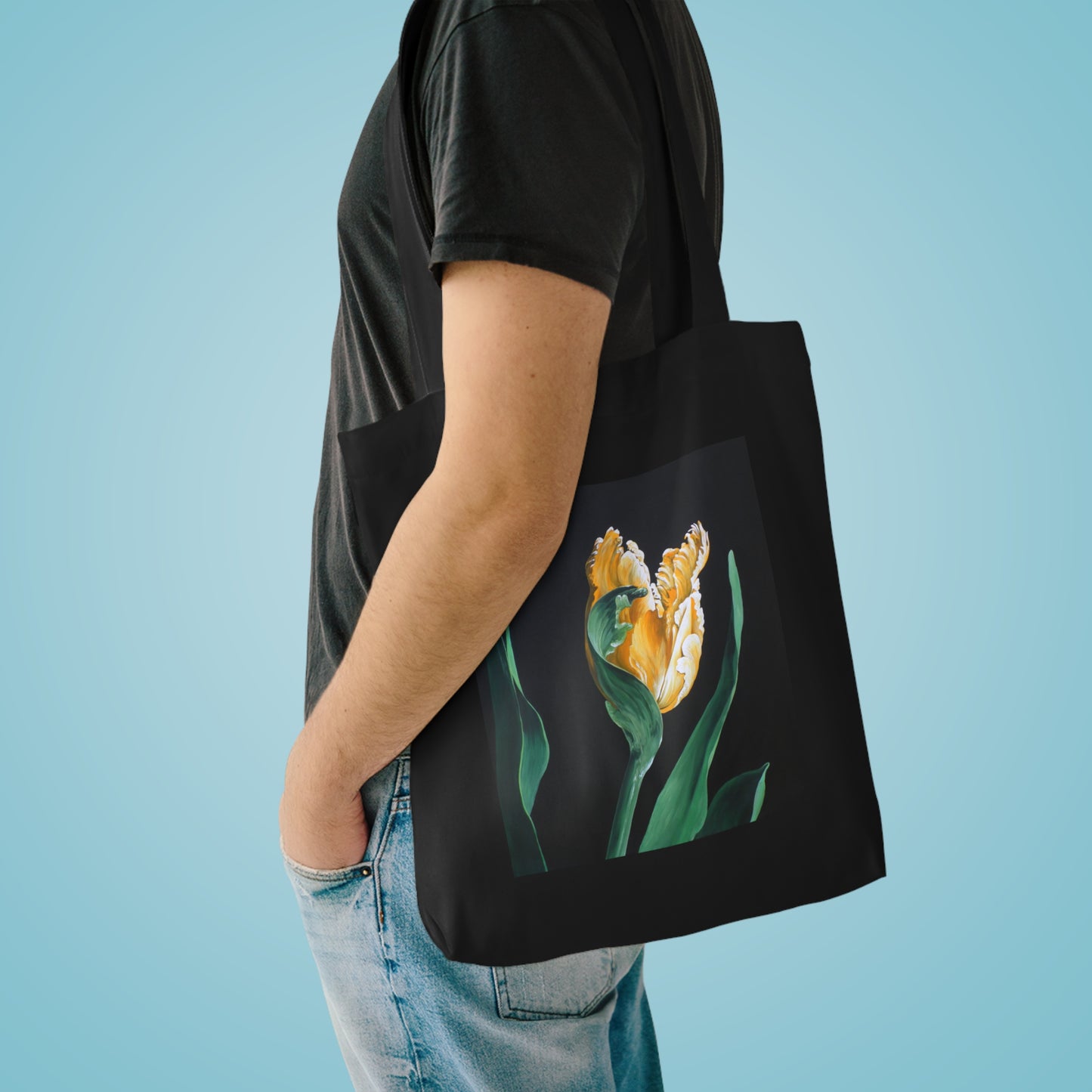 Elegant Floral Cotton Tote Bag