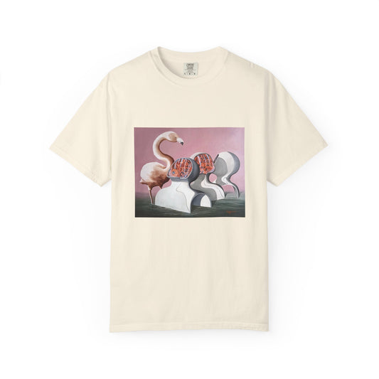 Unisex Garment-Dyed T-Shirt – Surreal Flamingo Art Tee