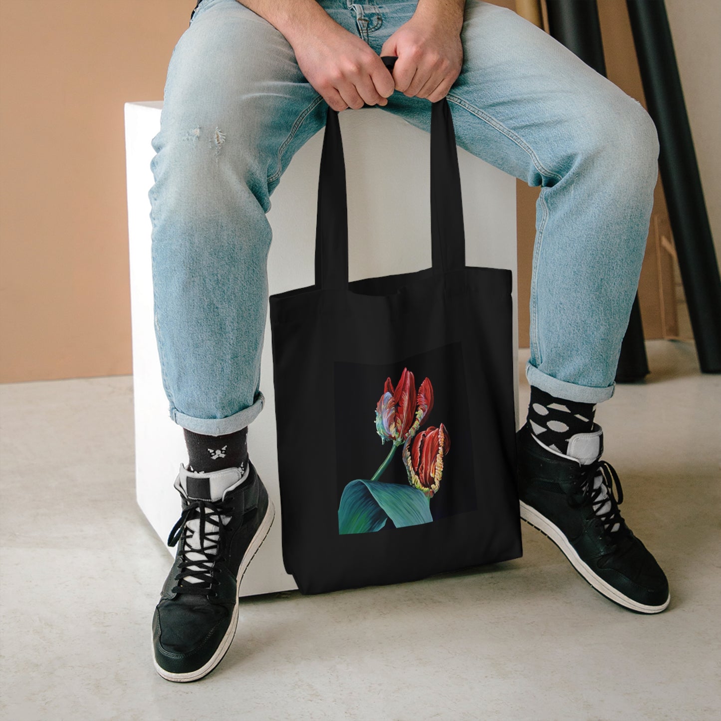 Floral Art Cotton Tote Bag