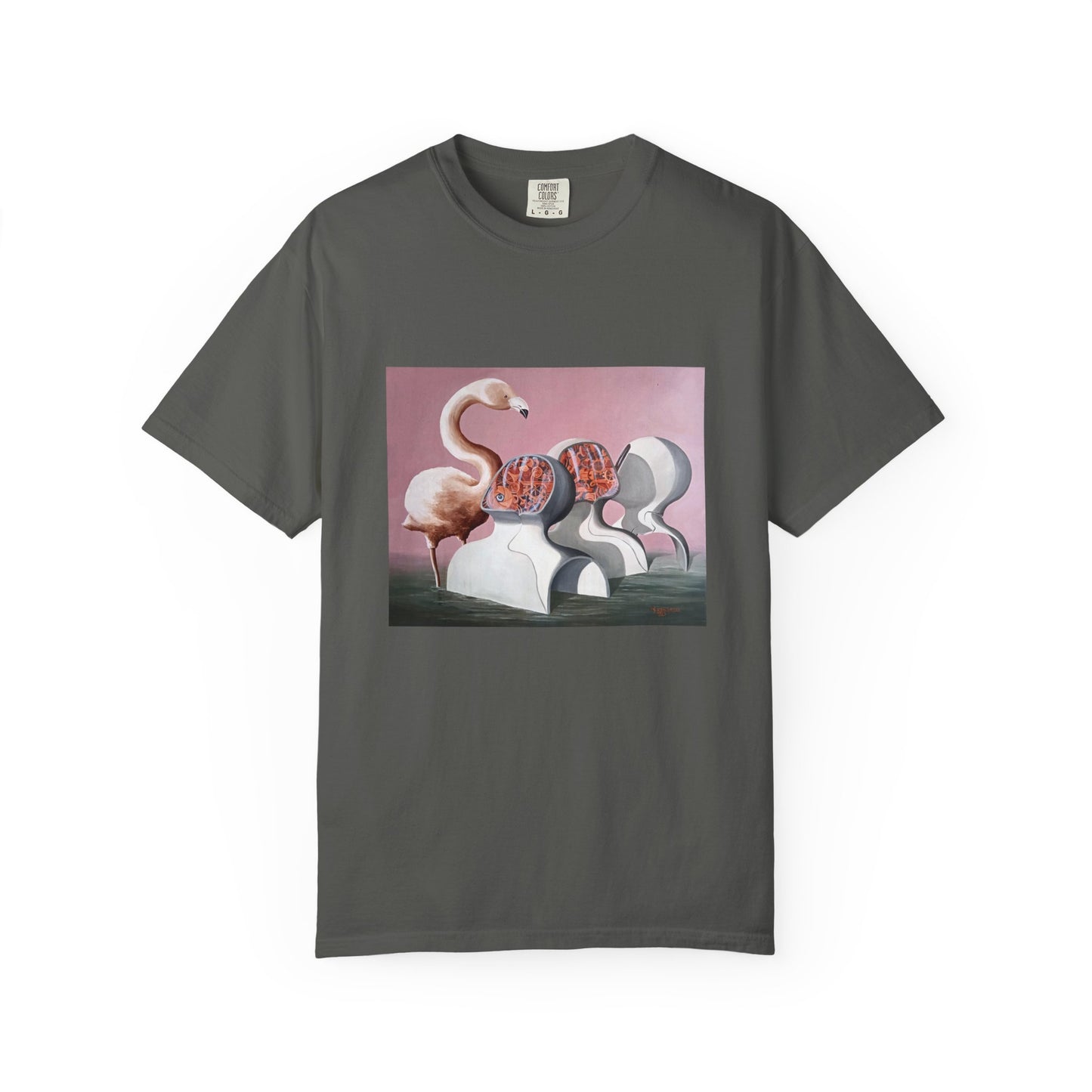 Unisex Garment-Dyed T-Shirt – Surreal Flamingo Art Tee