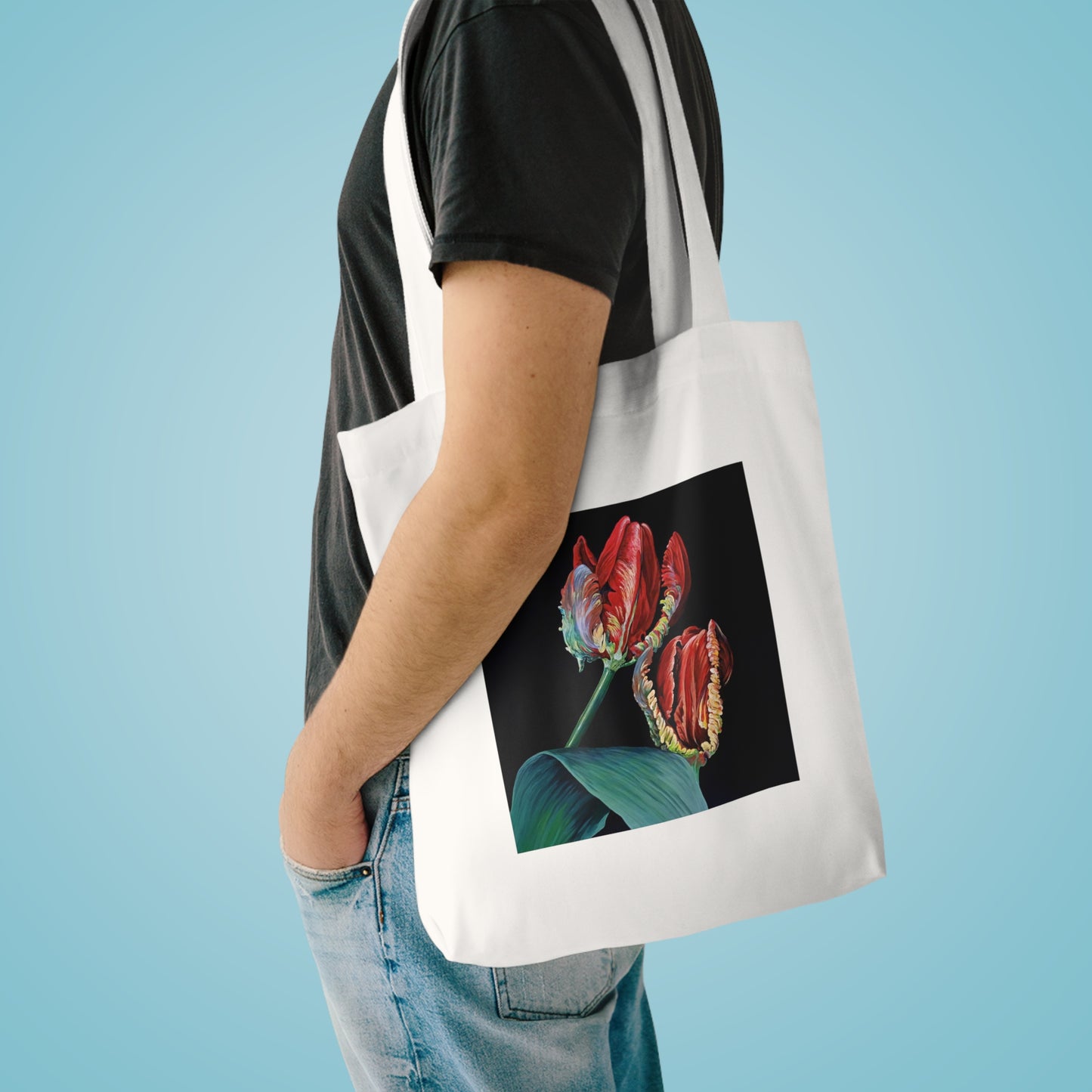 Floral Art Cotton Tote Bag
